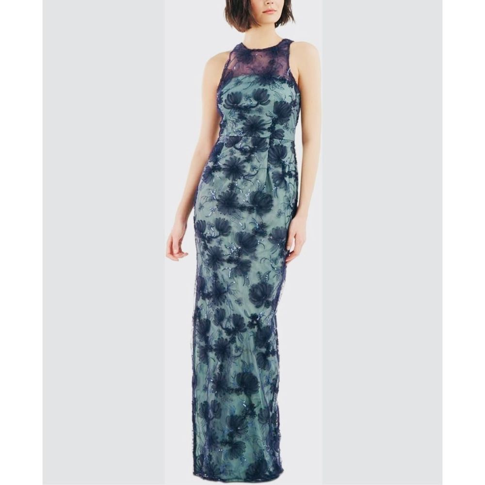JS Collections NWT Womens Applique Maxi Evening Dress Sz 12